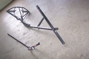 The basic Tomahawk frame welded up in chrome-moly